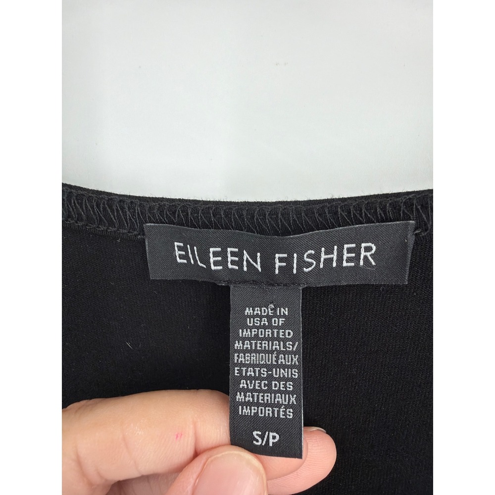 Eileen Fisher Black Sleeveless Viscose Jersey Midi Dress Small S/P Side Slits - Picture 3 of 5
